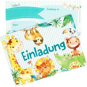 Papierdrachen Einladungskarten Afrika, für Kindergeburtstage, 105 x 148 mm (A6), Postkarten, 12 Stück