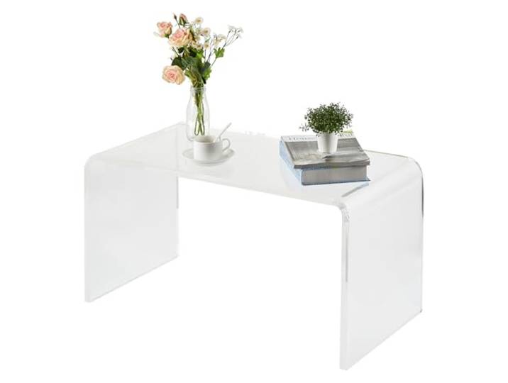 Acekool Moderner Acryl Couchtisch Transparent – u-Förmiges, Minimalistisches Design – Schlagfest Und Pflegeleicht, Fertig Montiert – Sicher Für Kinder & Haustiere