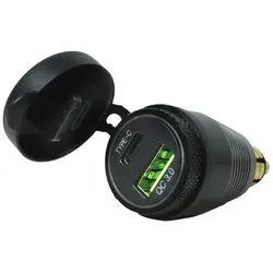 Chaft DIN QC3.0 USB + USB Type C, Auto Adapter, Schwarz