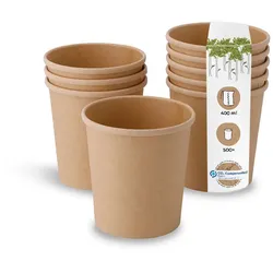 BIOZOYG 500 Stück Pappbecher 400ml für Eintöpfe und Eis aus ungebleichtem Kraftkarton, braun, Suppenbecher, Einwegbecher, biologisch abbaubar