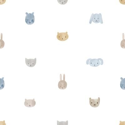 Galerie Wallcoverings Little Explorers 2 Animal Happy Heads Non-woven Matte Wallpaper Roll