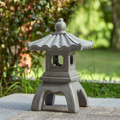 "Glitzhome 16""H MGO Faux Concrete Pagoda Garden Statue"