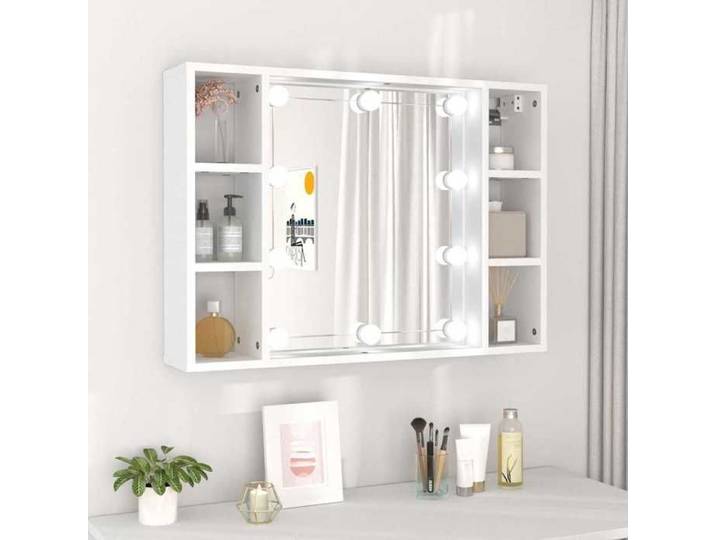 SALE 2026  Armoire d'angle Blanc - Armoire à miroir avec LED Blanc 76x15x55cm PRO439742972