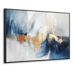 LEINWAND Bilder mit Rahmen - Gold - Blau - Aquarell - Kunst - Modern - 150x100