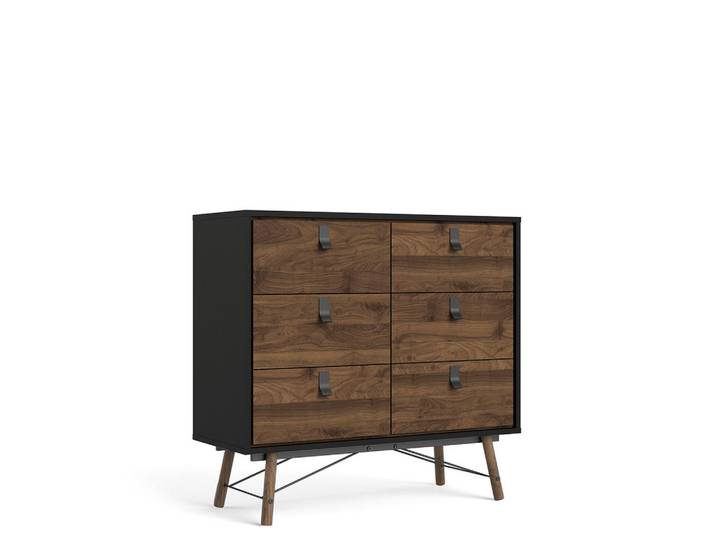ebuy24 Doppelte Kommode mit 6 Schubladen mit Metallgestell joyce 101,8/40,1/94,8 cm, Schwarz, Holzwerkstoff, 102x95x40 cm, Kleinmöbel, Kommoden