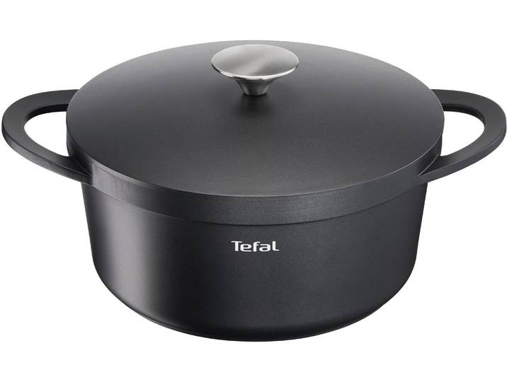 Schmortopf TEFAL Trattoria Bräter mit Deckel , schwarz, Ø:24cm, Töpfe, Schmortopf, Antihaftversiegelung, für alle Herdarten geeignet, Induktion, E21844