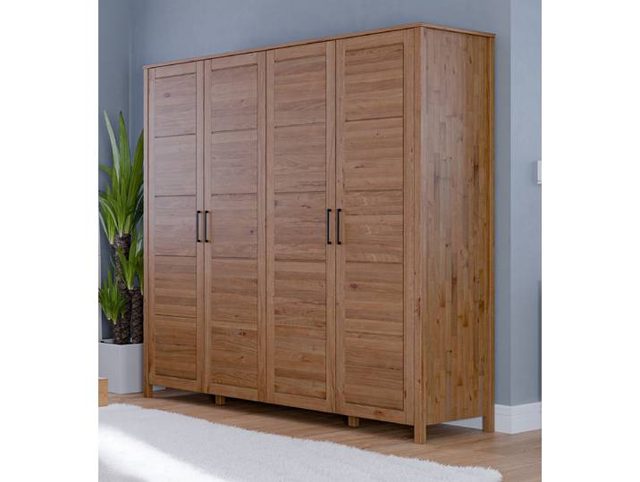Kleiderschrank 205cm 4-trg. 'Skagen' Wildeiche massiv geölt