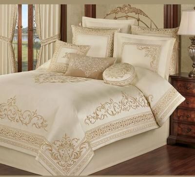 Touch of Class Versailles Comforter Set Pearl, Queen, Pearl