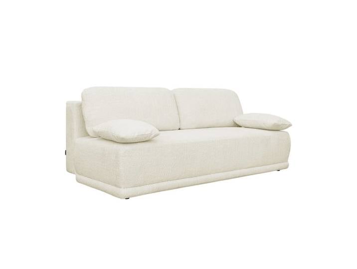 Banquette convertible 3 places bouclette avec coffre blanc cassé