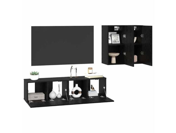 ABBO-SALE* Ensemble meuble TV - Armoire de téléviseur - 4 pcs Chêne noir - Bois d'ingénierie SOL908897