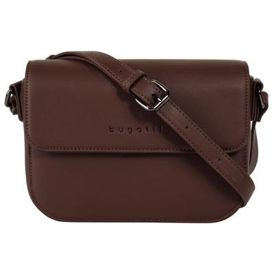Umhängetasche BUGATTI "BUGATTI Damen ALMATA", Damen, Gr. B/H/T: 22cm x 15cm x 8cm onesize, braun, Polyurethan (PU), leicht glänzend, unifarben, Taschen Umhängetasche
