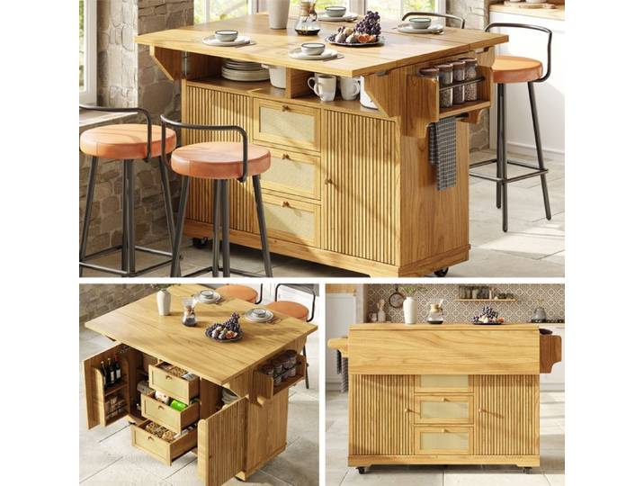 Chariot de service pliable - Hauteur ergonomique 95 cm - Dimensions déployées 142.5x80x95 cm