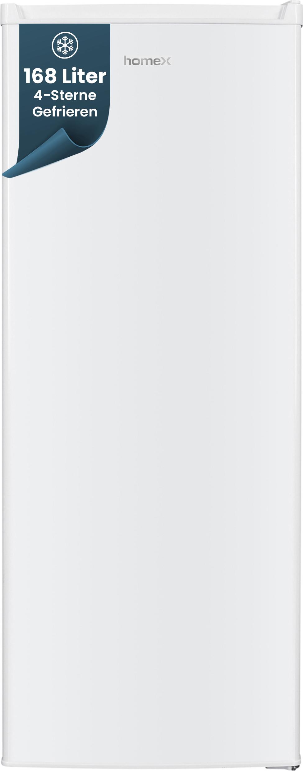 homeX FS1682E-W Gefrierschrank, Tiefkühlschrank groß - 168L Nutzinhalt, 4-Sterne Gefrieren, Freezer, leise 37 dB, weiß