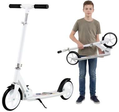 Costway Folding Aluminum Alloy Scooter with 3 Adjustable Heights-White