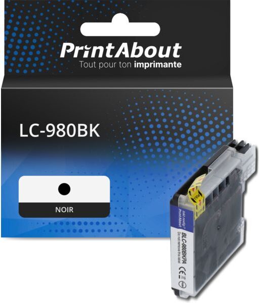 PrintAbout Cartouche compatible Brother LC-980BK - Noir Noir