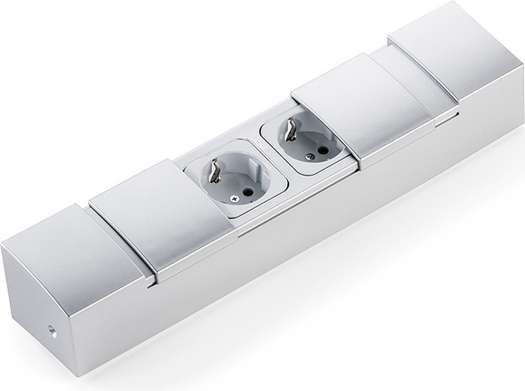 Naber Dubbele elektrische doos met beschermkap, aluminiumkleurig