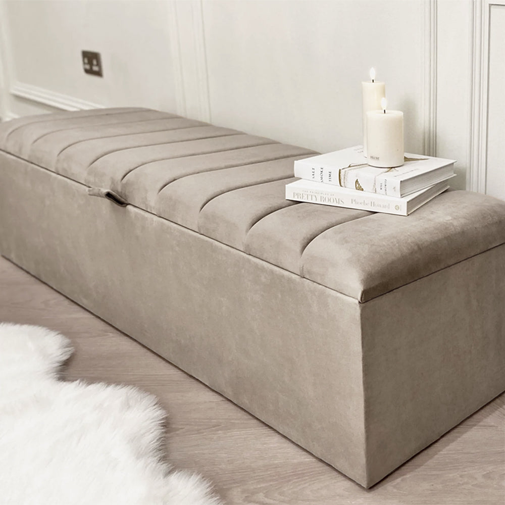 Zana Pebble Panelled Ottoman Box, Super King