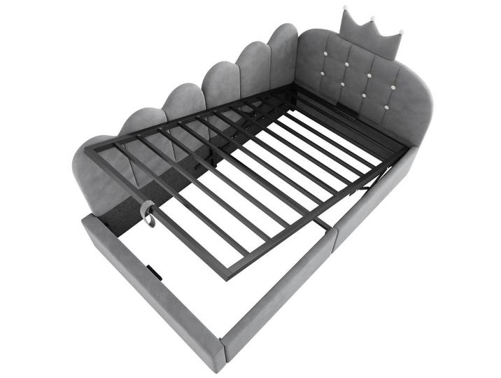 Oxeza Polsterbett 90/200 cm Grau mit Hydraulische Speicherfunktion, Mode, 90x200 cm, Schlafzimmer, Betten, Polsterbetten