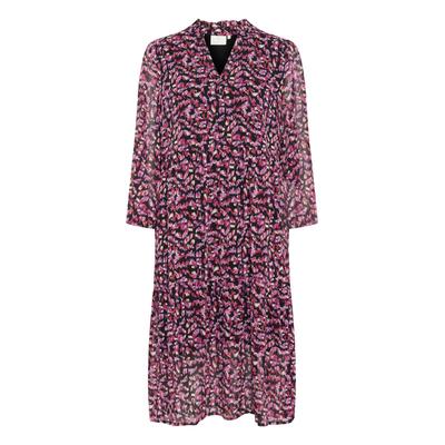 Midikleid KAFFE "Damen Kleid KAsilja", Damen, Gr. 34, N-Gr, bunt (sun, dried brush print), Obermaterial: 100% Polyester PES., Kleider Midikleid