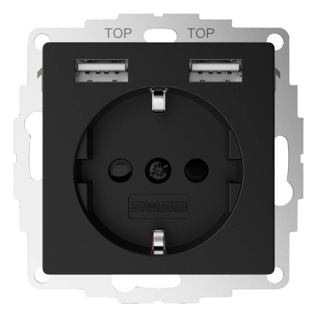 2USB 2U-449634 Unterputz-Dose Schwarz (matt) (2U-449634)