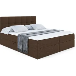 BOXBETT mit Matratze H4 und Lattenrost - MARCE - 200x200 - H4 - Braun