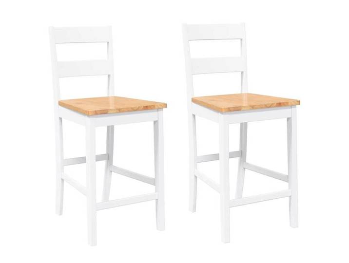 Chaises de bar CLOUD 2 pcs pour Cuisine Salon Bar Café blanc bois massif d'hévéa LV450