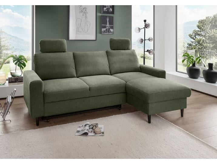 freiraum Ecksofa Pris, Schlaffunktion, Stauraum, dunkelgrün - 234x88x147 (BxHxT)