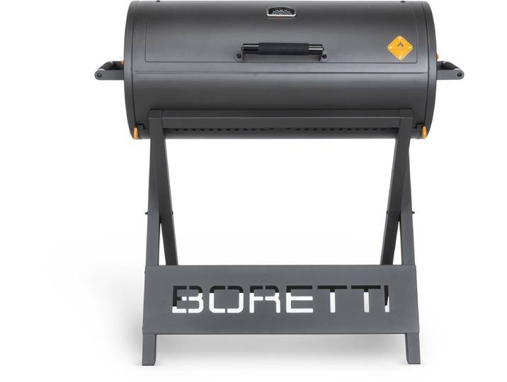 Boretti - Barilo 2.0 - houtskool barbecue - grilloppervlak 84 x 41 cm - Drie afzonderlijk uitneembare kolenmanden - Twee gietijzeren grillroosters - Eén gietijzeren bakplaat