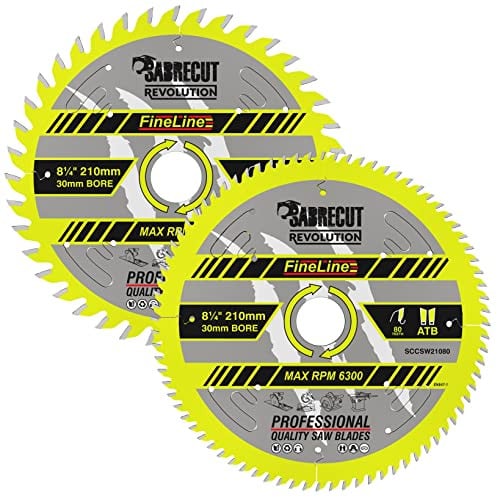 SabreCut Set van 2 Cirkelzaagbladen 210mm 40T en 80T met 30mm Asgat voor Hout en Plaat