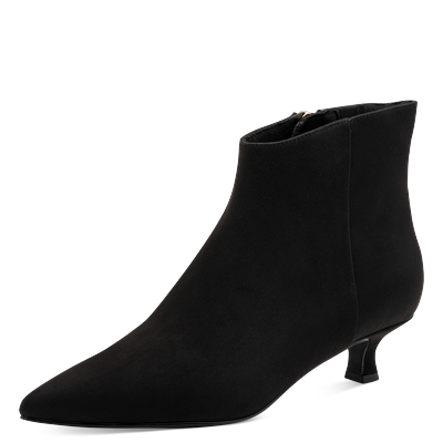 Stiefelette MARCO TOZZI, Damen, Gr. 36, Textil, schwarz, Veloursleder, aufgeraut, Schuhe Stiefelette, Ankle Boots, Stiefelette mit unterstelltem Trichterabsatz