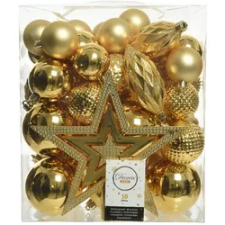 Christmas Decorations 50 Weihnachtskugeln Christbaumspitze Stern Kunststoff Christbaumkugeln Set gold