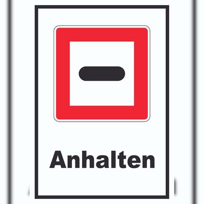HB-Druck Anhalten Schild mit Symbol und Text Stopp A0 Rückseite selbstklebend
