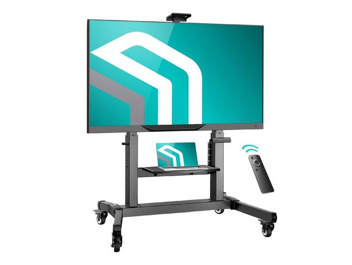 ONKRON TV-Ständer 50-100 Zoll, bis 120 kg, VESA 200x200-1000x600, TS1991E-B, (bis 100,00 Zoll, TV Ständer mit Motor, TV Ständer, elektrisch höhenverstellbar, rollbar, mit Ablage, Kabelmanagement)