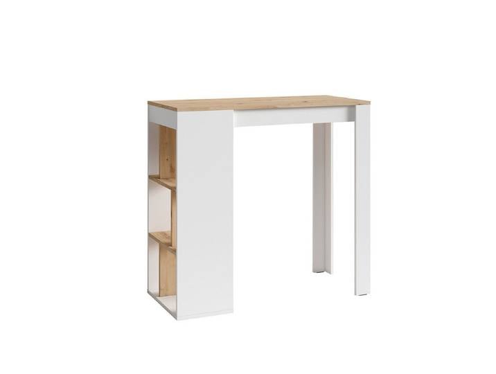 byLIVING Bartisch MOBY (in Artisan Eiche und Weiß, Platzsparende Lösung), mit praktischen Regalfächern