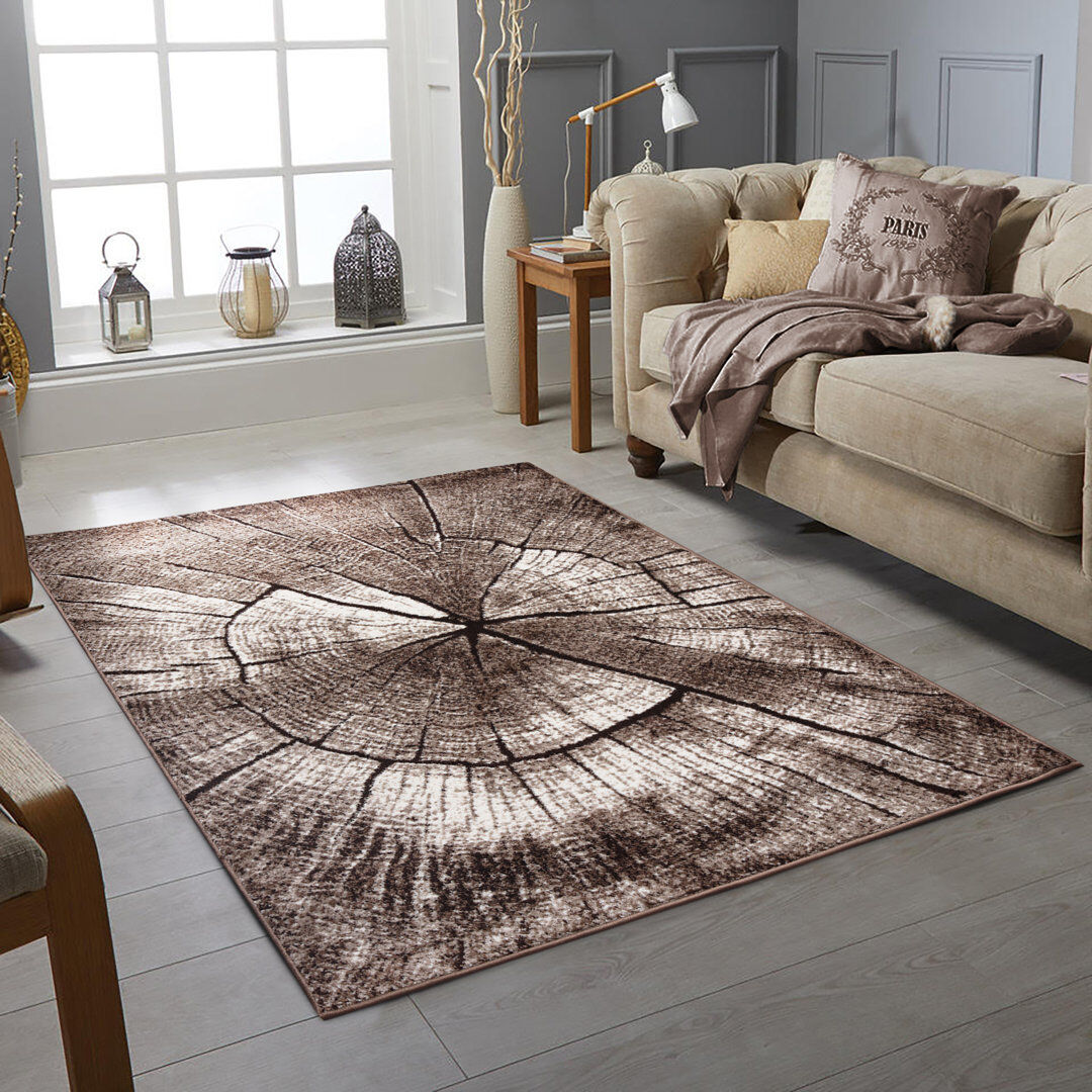 Alpen Home Guisborough Rectangle Abstract Dhurrie Washable Area Rug Brown Rectangle 120 x 170 cm