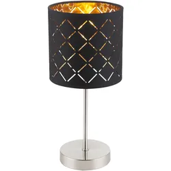 Tisch Leuchte Wohn Zimmer Schalter Lese Lampe Textil schwarz gold im Set inkl. LED Leuchtmittel