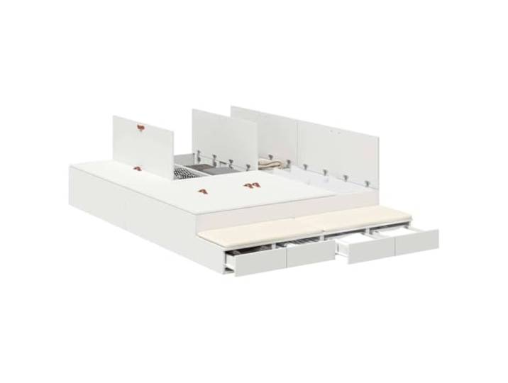 KTHLBRH Bettkasten weiß 140 cm Holz mehrschichtig 4 integrierte Schubladen, modernes Design, robuste Struktur, einfache Reinigung