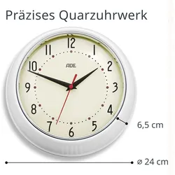 ADE analoge Wanduhr weiß-creme