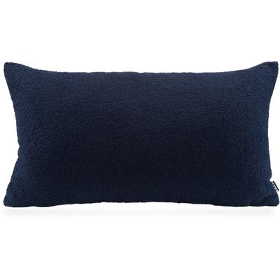 Dekokissen H.O.C.K. "Fino", blau (dunkelblau, navy, unifarben), B:70cm H:10cm L:40cm, Obermaterial: 100% Polyester. Füllung: 100% Polyester, Dekokissen_Sitzkissen_Kissenhüllen, Teddy-Plüsch, wärmend, inkl. Füllung, Bezug mit Reißverschluss