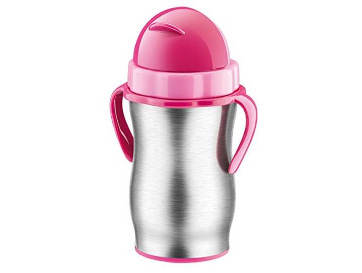 Tescoma Kinder-Isolierflasche mit Trinkhalm BAMBINI 300 ml, rostfrei, rosa
