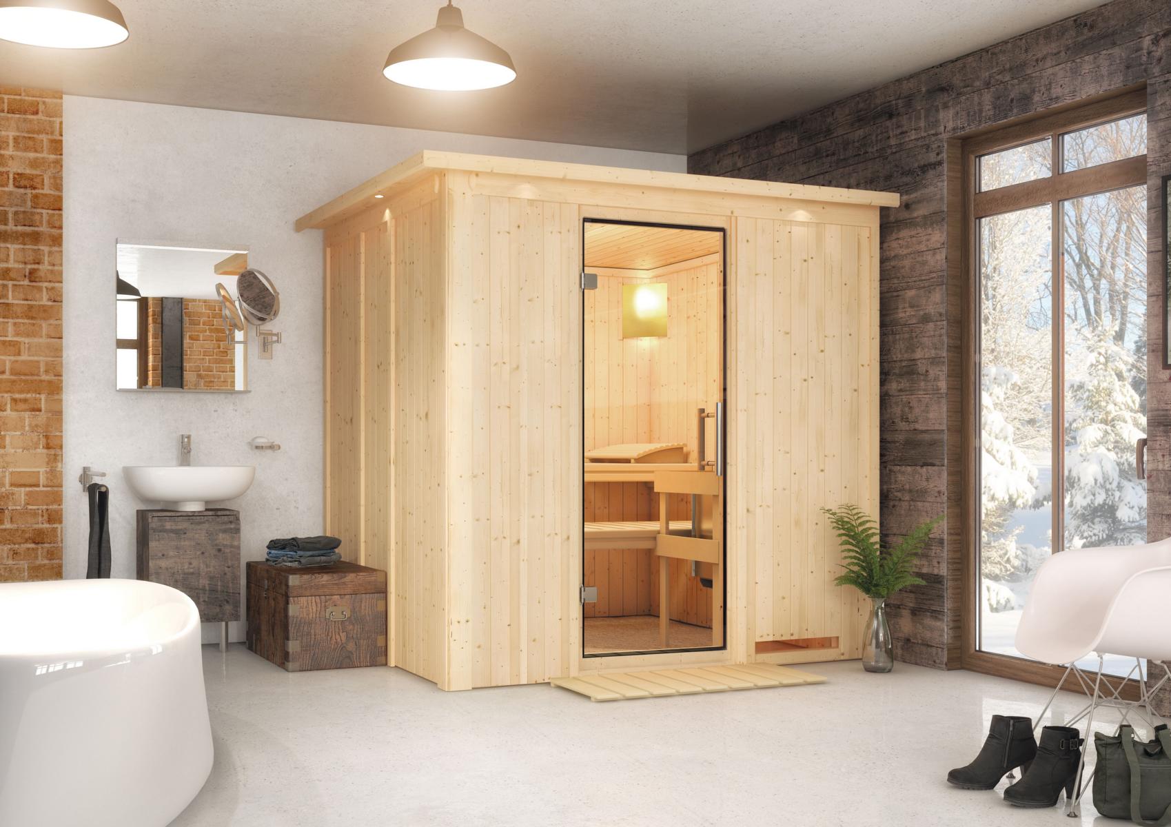 KARIBUHOLZT Sauna Sodin Front, o. Zub. klarglas GGT u. DK 16880587