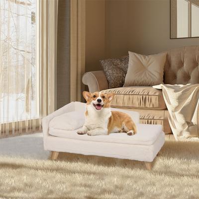 Youfap Market Elevated Pet Bed, Nordic Pet Stool Bed With Cozy Pad Waterproof, Pet Sofa Bed With Sturdy Wood Legs For Small Dog l