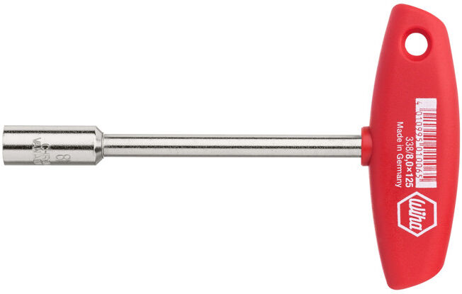 Wiha Clé à douille avec manche en T Quatre pans nickelé (01006) 8 mm x 125 mm (01006)