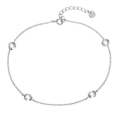 Fußkette GLANZSTÜCKE MÜNCHEN "GSM479", silber (silber, weiß), Fußketten, Damen, Silber 925 (Sterlingsilber), aus Sterling Silber