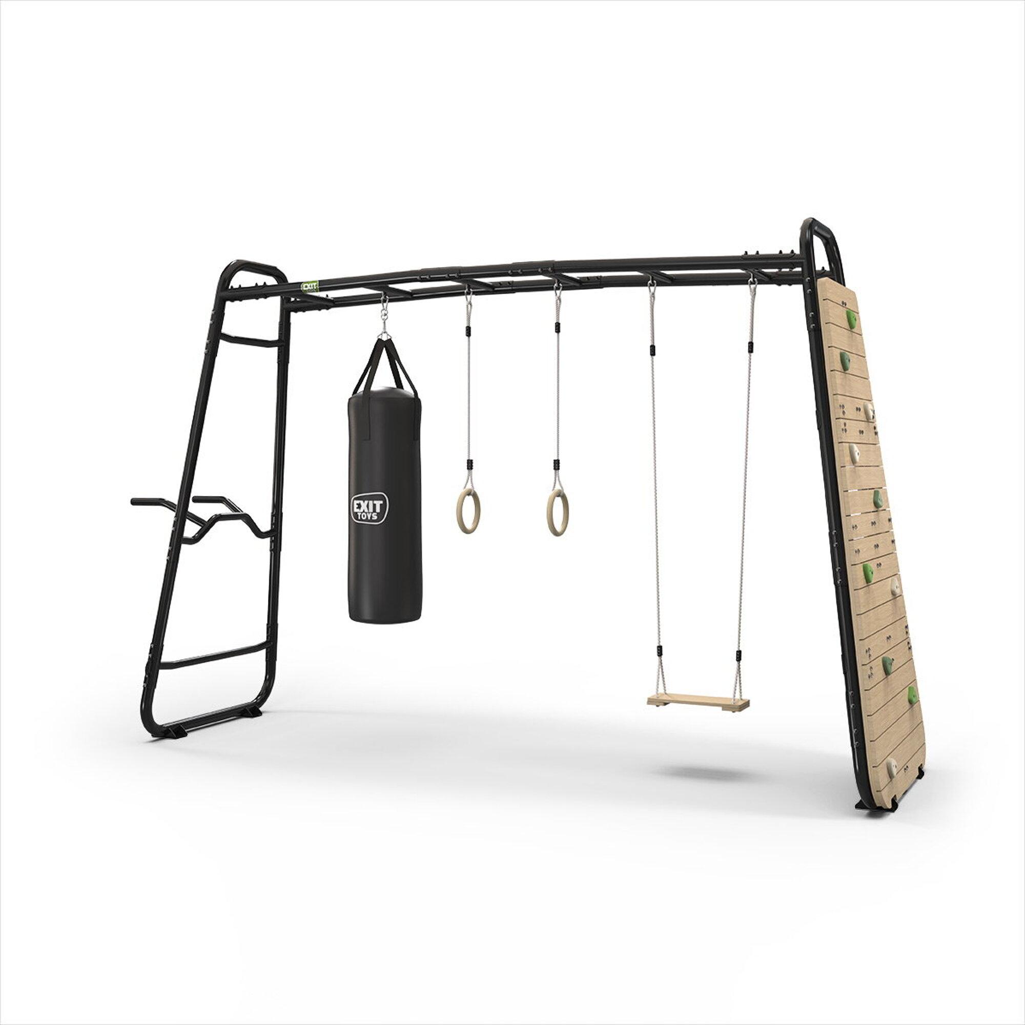 EXIT GetSet Monkeybar MB320, Monkey Bar Klettergerüst für Draußen, Spielgerät für Kinder, Schwarz