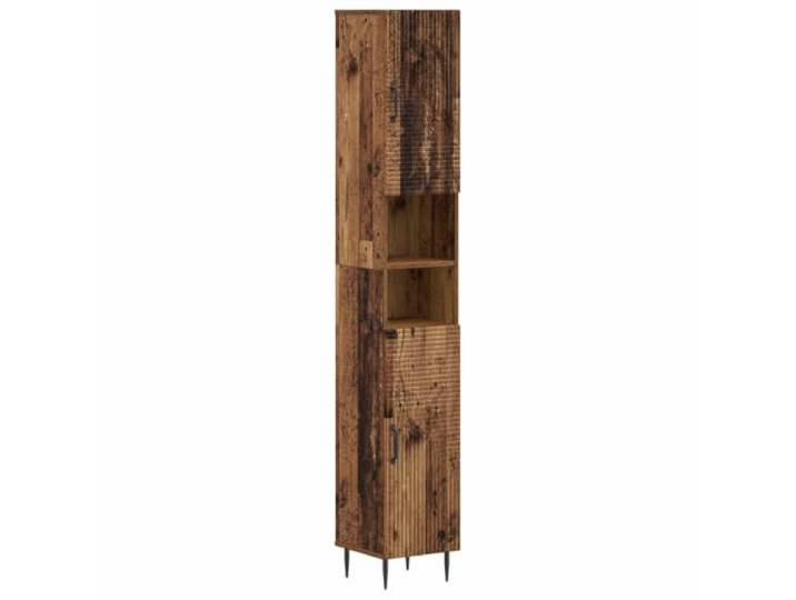 PUGYNBK HAARLEM 3-teiliges Badezimmerschrank-Set Feuchtigkeitsbeständiges behandeltes Holz, wendbare Türen, dünnes Profil, offenes Regal und Fächer
