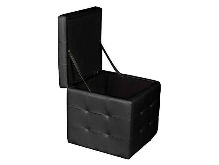 Dmora - Pouf-Behälter aus Kunstleder, Farbe schwarz, 45 x 47 x 45 cm
