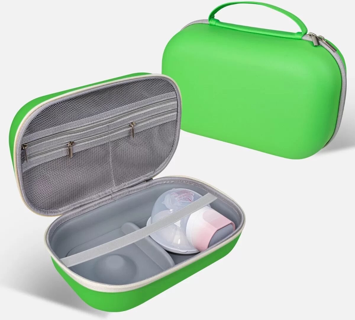 INF Tragbare EVE Brustpumpen-Aufbewahrungstasche – wasserabweisend, stoßfest, Nass/Trocken-Trennung, Multi-Pocket Organizer, Grün