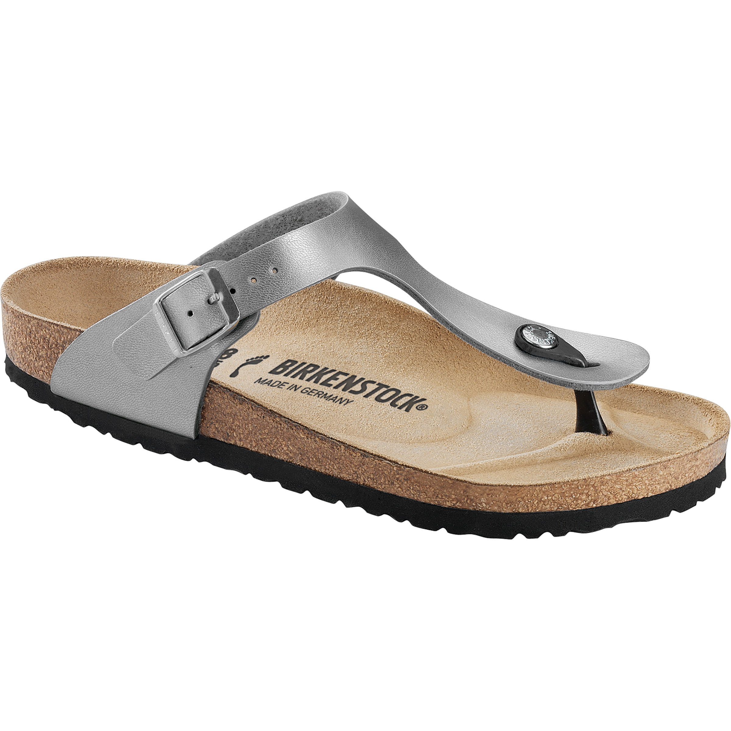 Birkenstock Gizeh Birko-Flor Regular Sandale Damen Sandalen silber Größe 36 Lifestyle