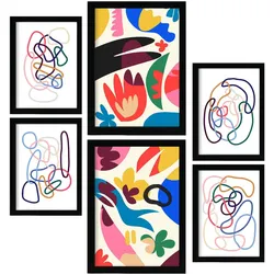 POSTER Set Mit 6 Inhaltsstriche In Blume Zusammenfassung A3 & A4 Schwarzer Rahmen